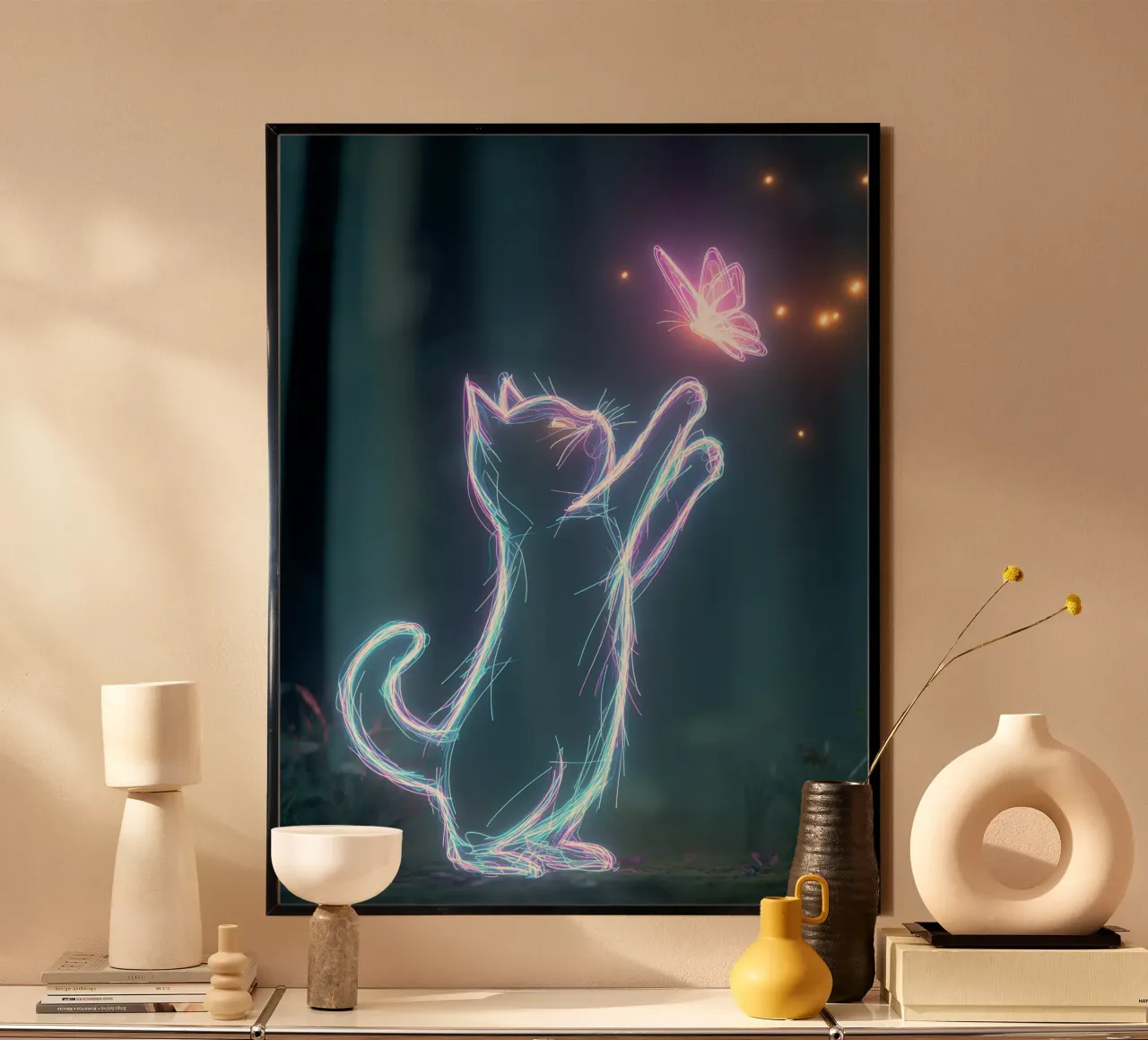 light cat and butterfly carta hahnemühle da scoten