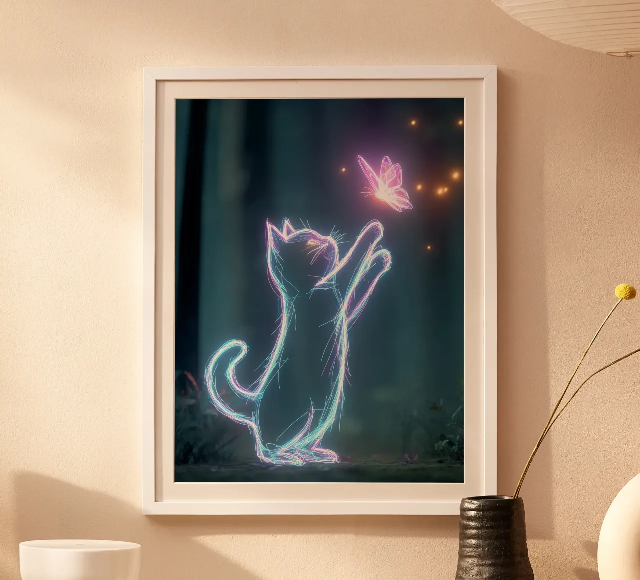 light cat and butterfly carta hahnemühle da scoten