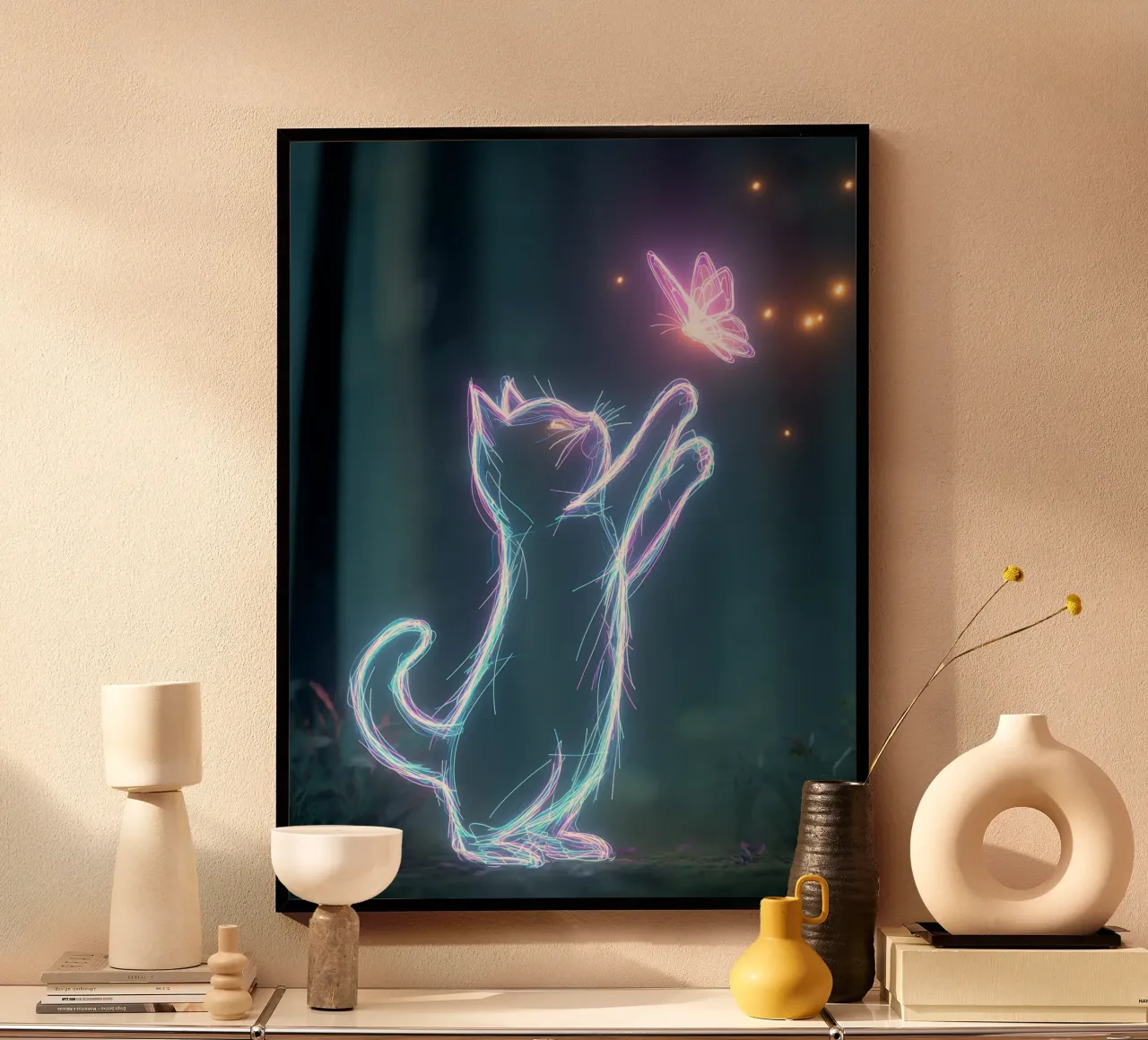 light cat and butterfly carta hahnemühle da scoten