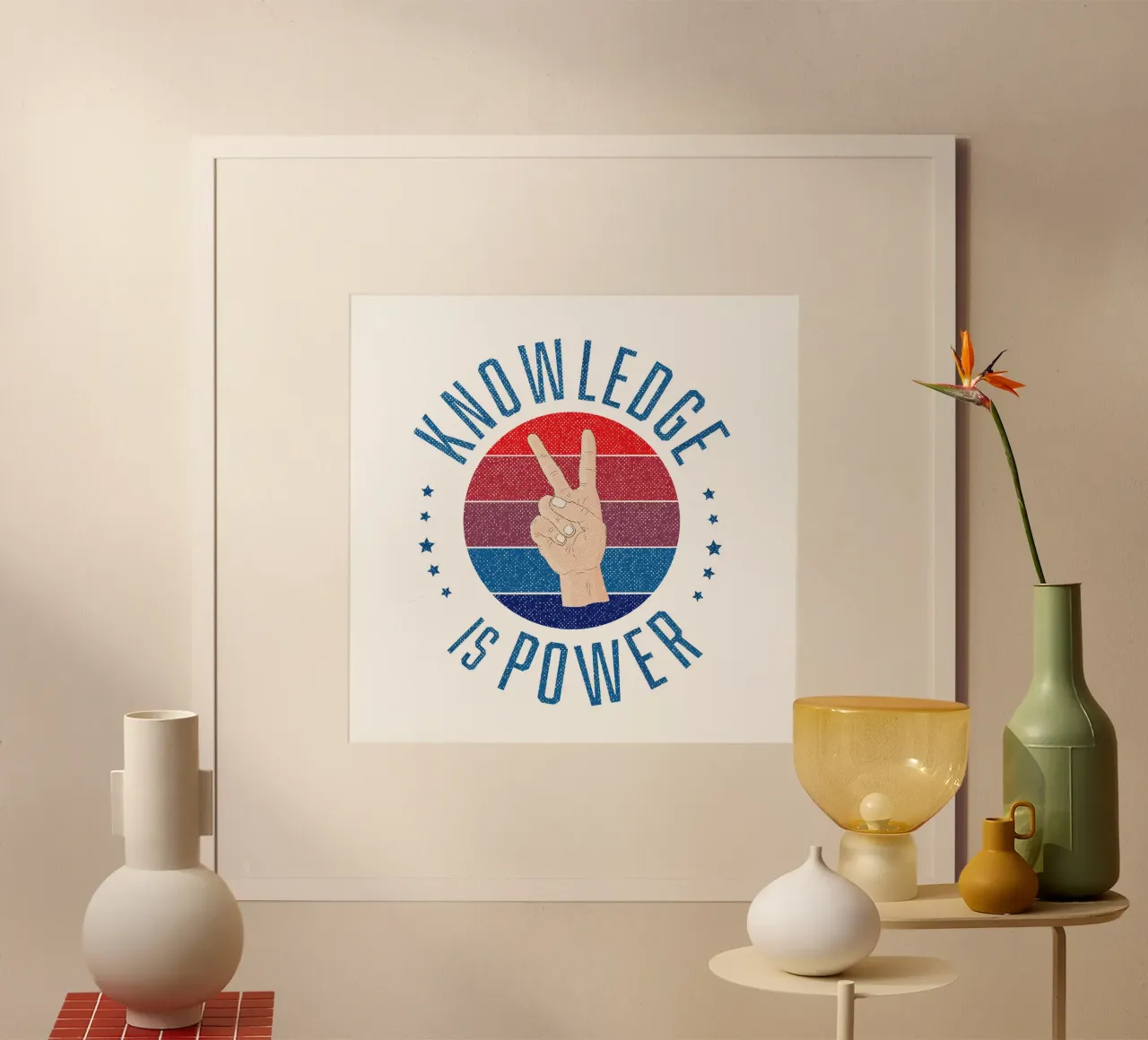 El conocimiento es poder poster con marco de madera de CalliLetters
