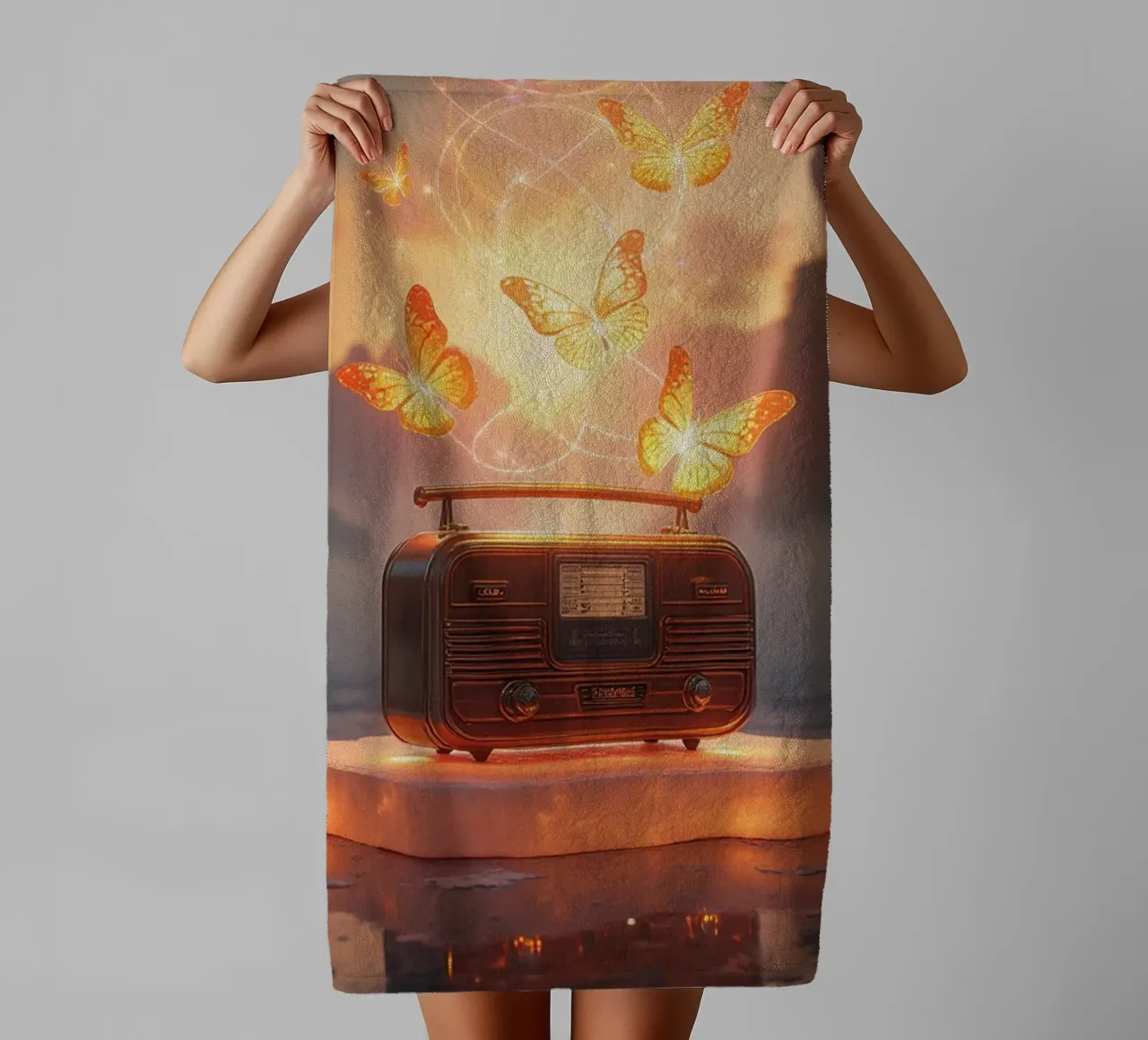 flying radio butterfly asciugamano da bagno da scoten