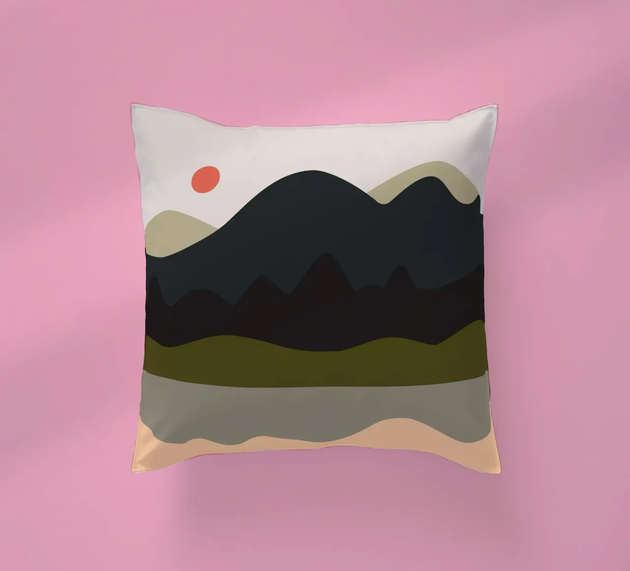 mountain and lake cuscino da XOXO Arte