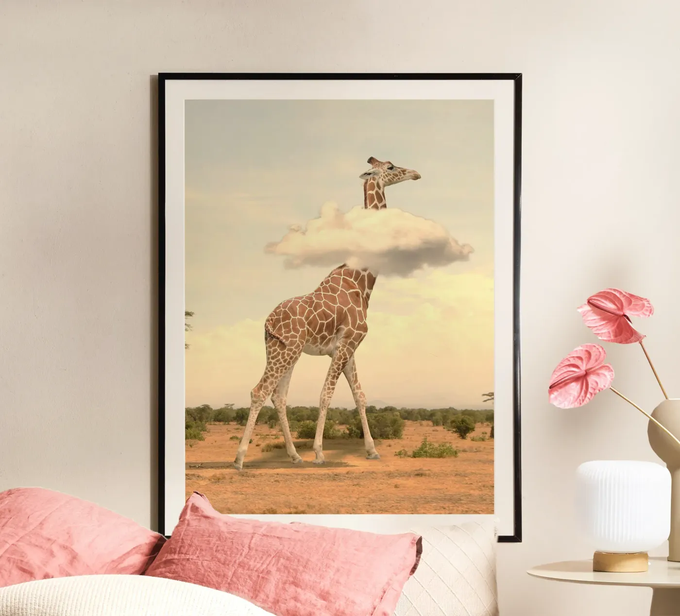 giraffe cloud poster van scoten