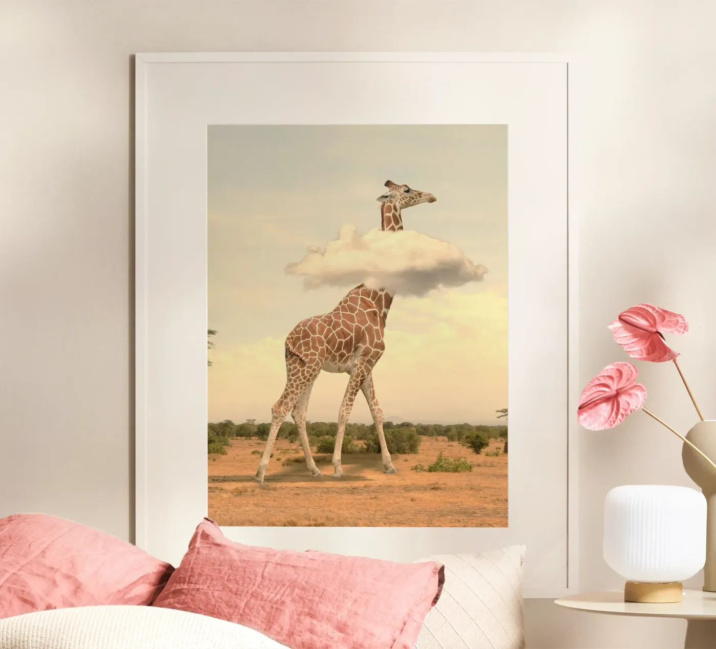 giraffe cloud poster van scoten