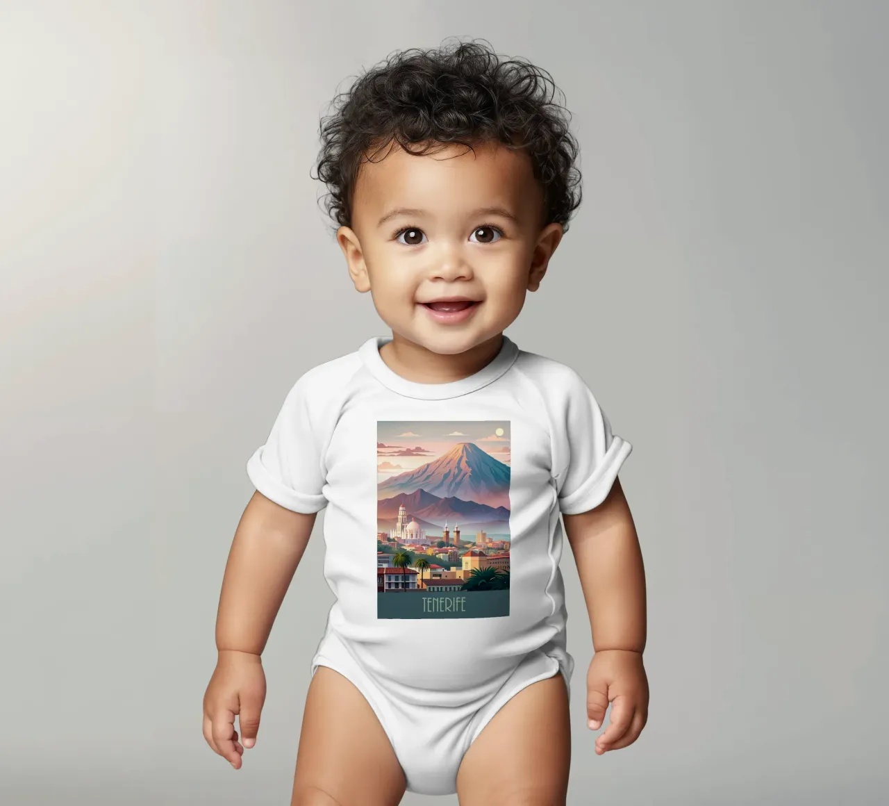 Skyline minimalista di Tenerife, Spagna body neonato maniche corte da 🎁 NOBELART