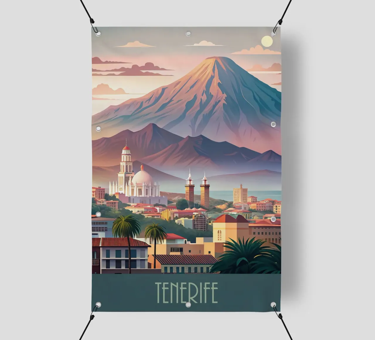 Skyline minimalista di Tenerife, Spagna telo in pvc da 🎁 NOBELART