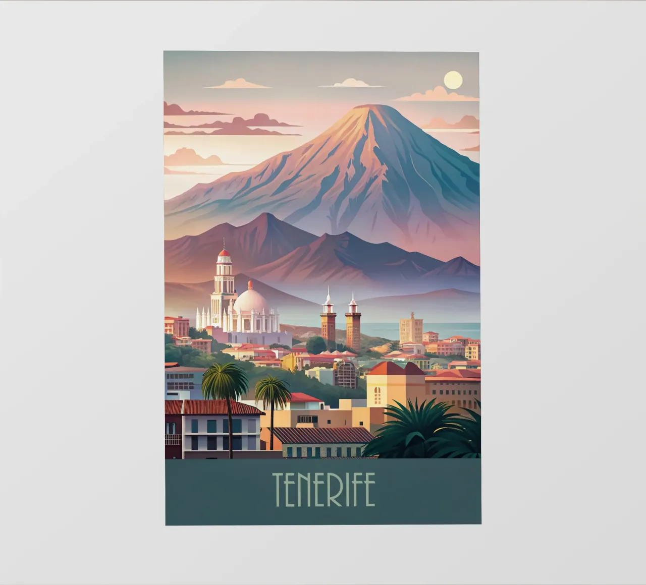 Skyline minimalista di Tenerife, Spagna telo in pvc da 🎁 NOBELART