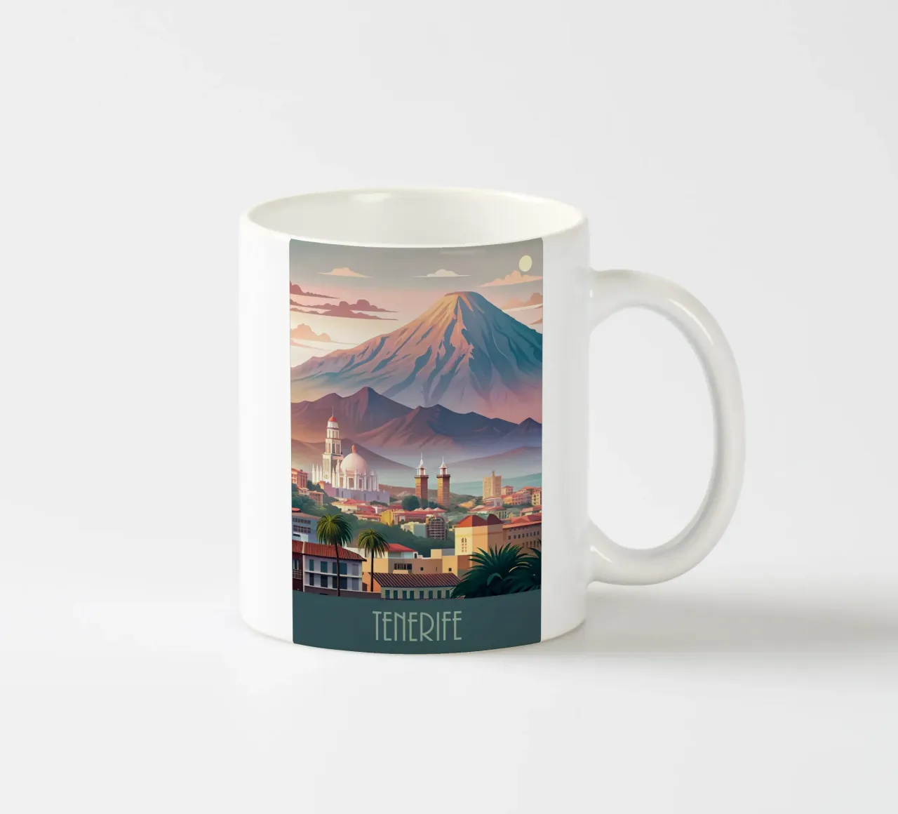 Skyline minimalista di Tenerife, Spagna tazza in ceramica da 🎁 NOBELART