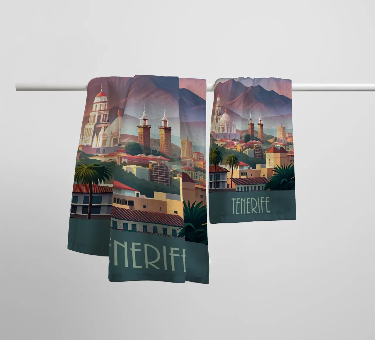 Skyline minimalista di Tenerife, Spagna asciugamano da bagno da 🎁 NOBELART