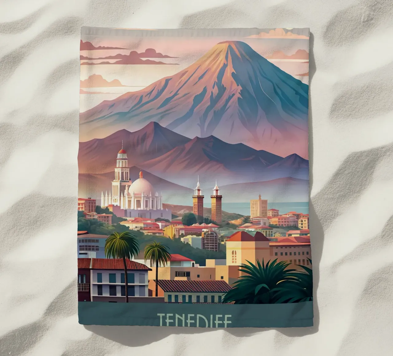 Skyline minimalista di Tenerife, Spagna telo mare da 🎁 NOBELART