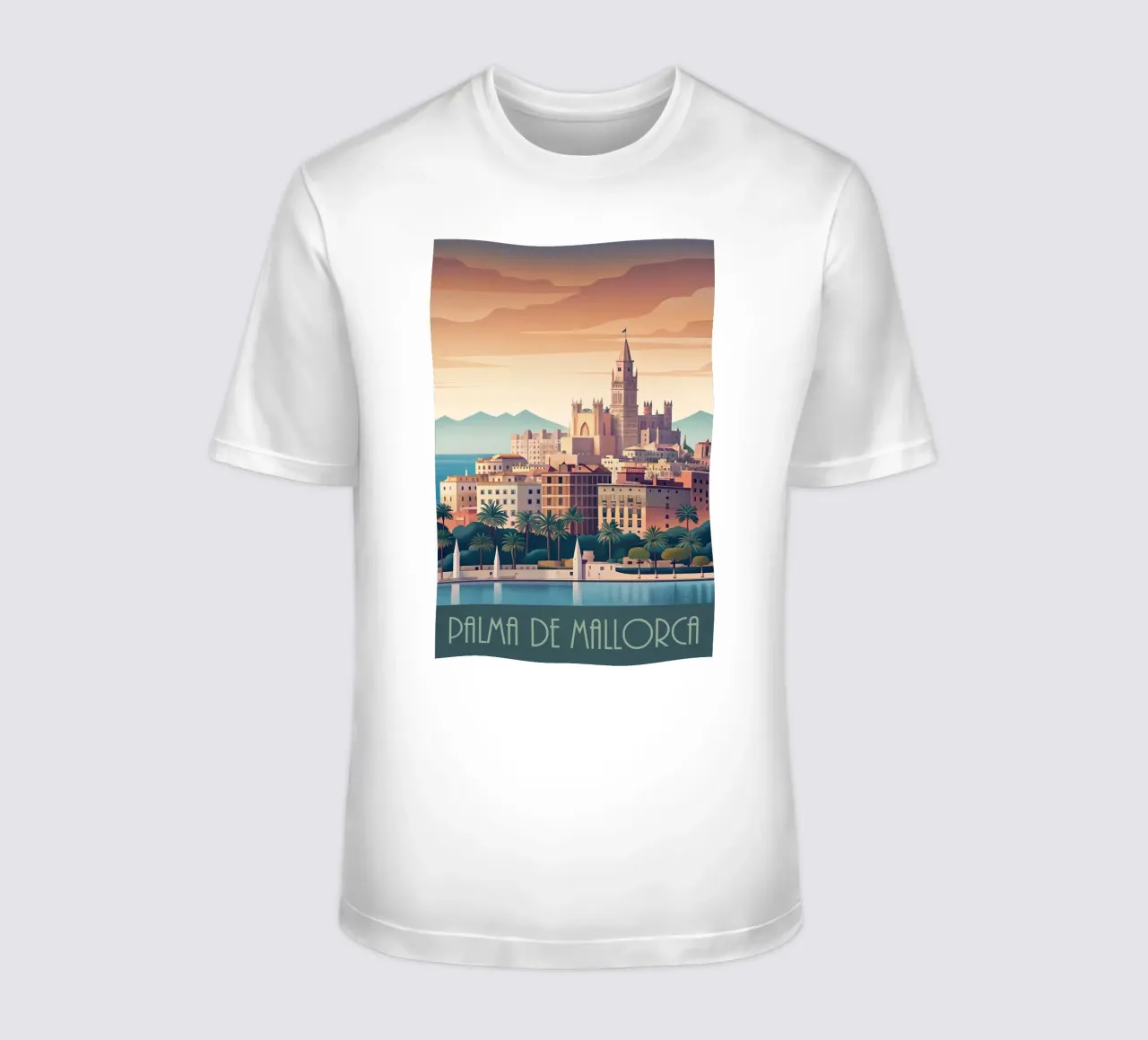 Skyline minimalista di Palma di Maiorca, Spagna t-shirt da 🎁 NOBELART