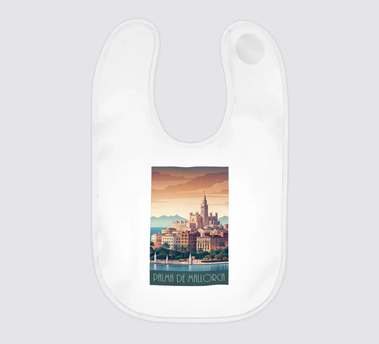 Skyline minimalista di Palma di Maiorca, Spagna bavaglino da 🎁 NOBELART