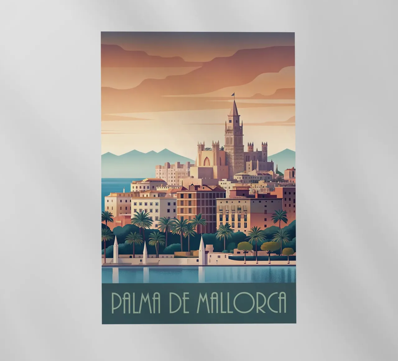 Skyline minimalista di Palma di Maiorca, Spagna pellicola backlit da 🎁 NOBELART