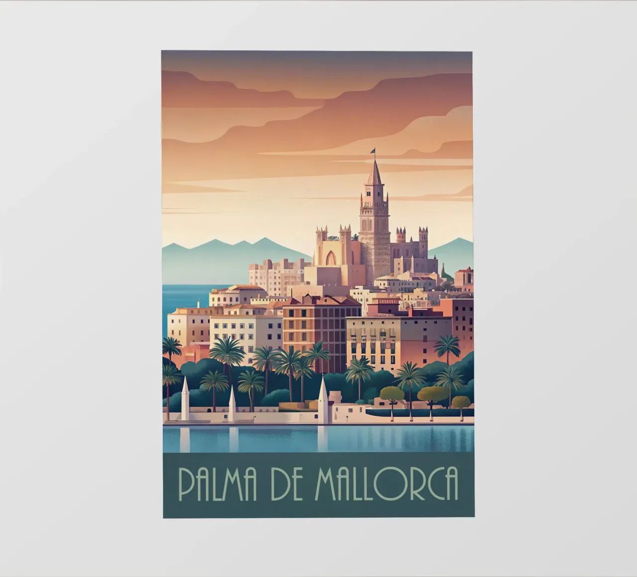Skyline minimalista di Palma di Maiorca, Spagna telo in pvc da 🎁 NOBELART