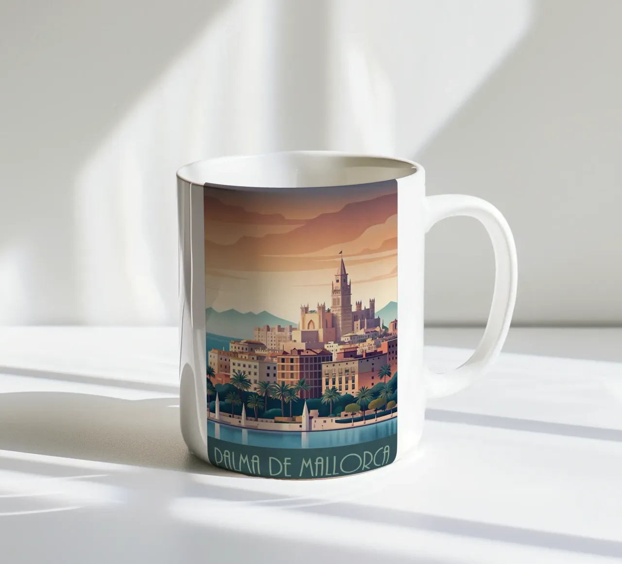 Skyline minimalista di Palma di Maiorca, Spagna tazza in ceramica da 🎁 NOBELART