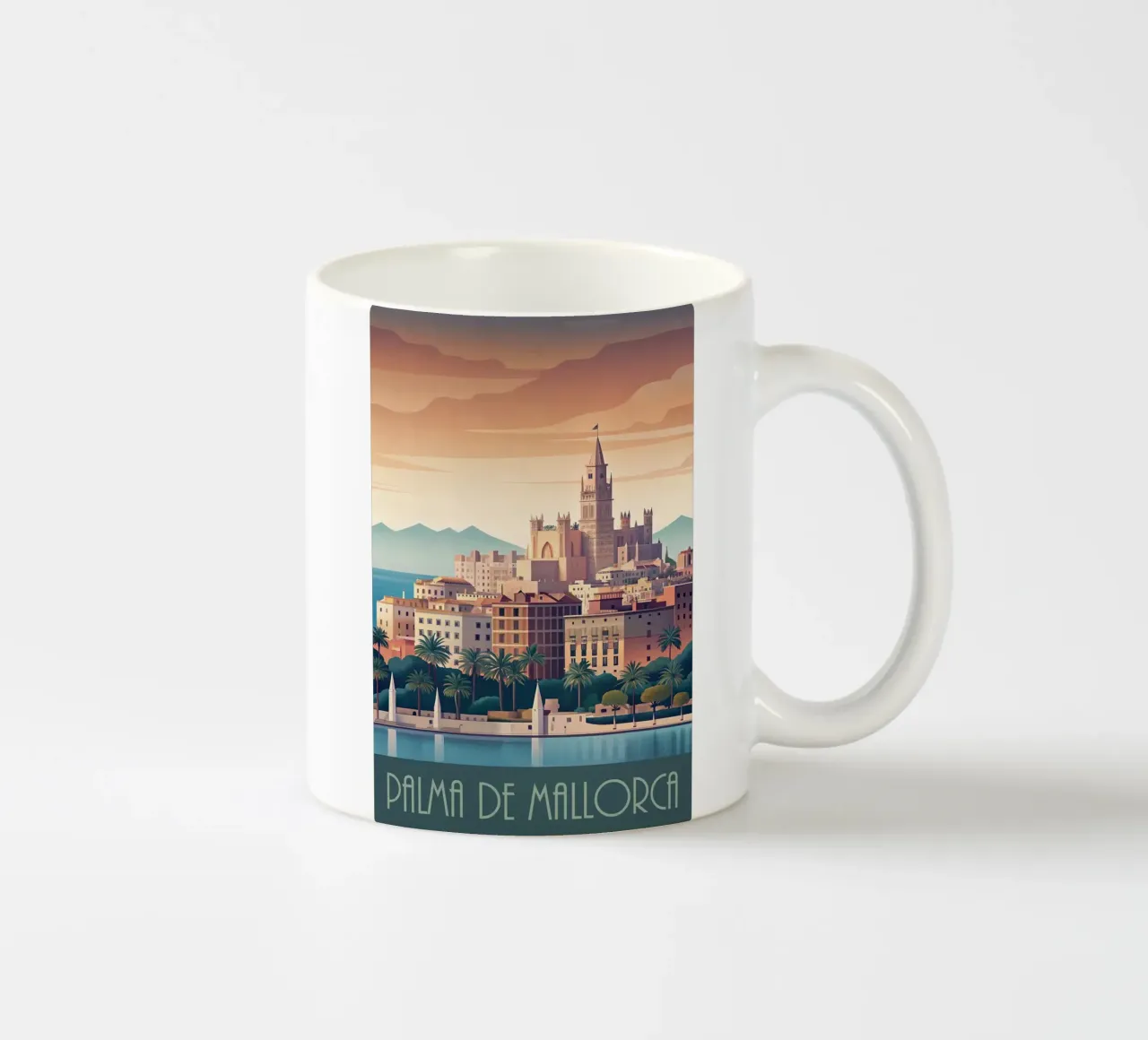 Skyline minimalista di Palma di Maiorca, Spagna tazza in ceramica da 🎁 NOBELART