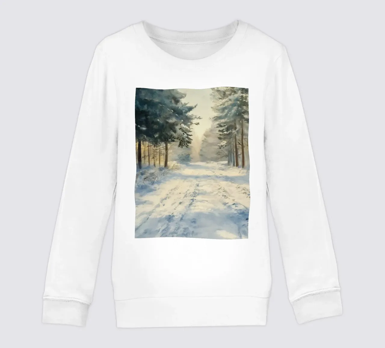 Mattina d'inverno in una foresta tranquilla - luce del sole felpa bambino da Cozy Vibes