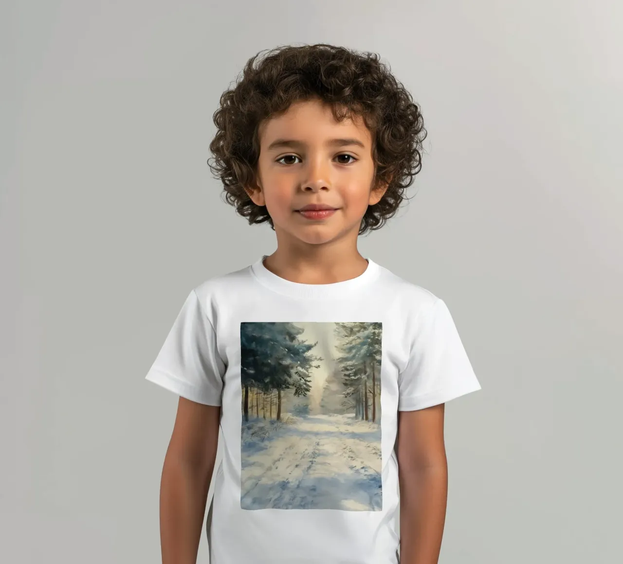 Mattina d'inverno in una foresta tranquilla - luce del sole t-shirt bambini da Cozy Vibes