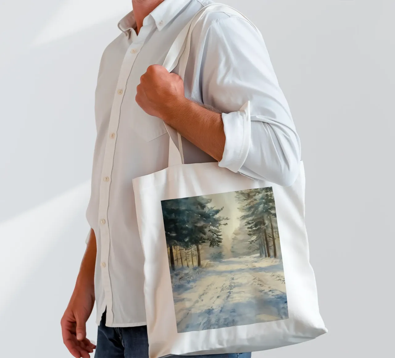 Mattina d'inverno in una foresta tranquilla - luce del sole borsa in juta da Cozy Vibes
