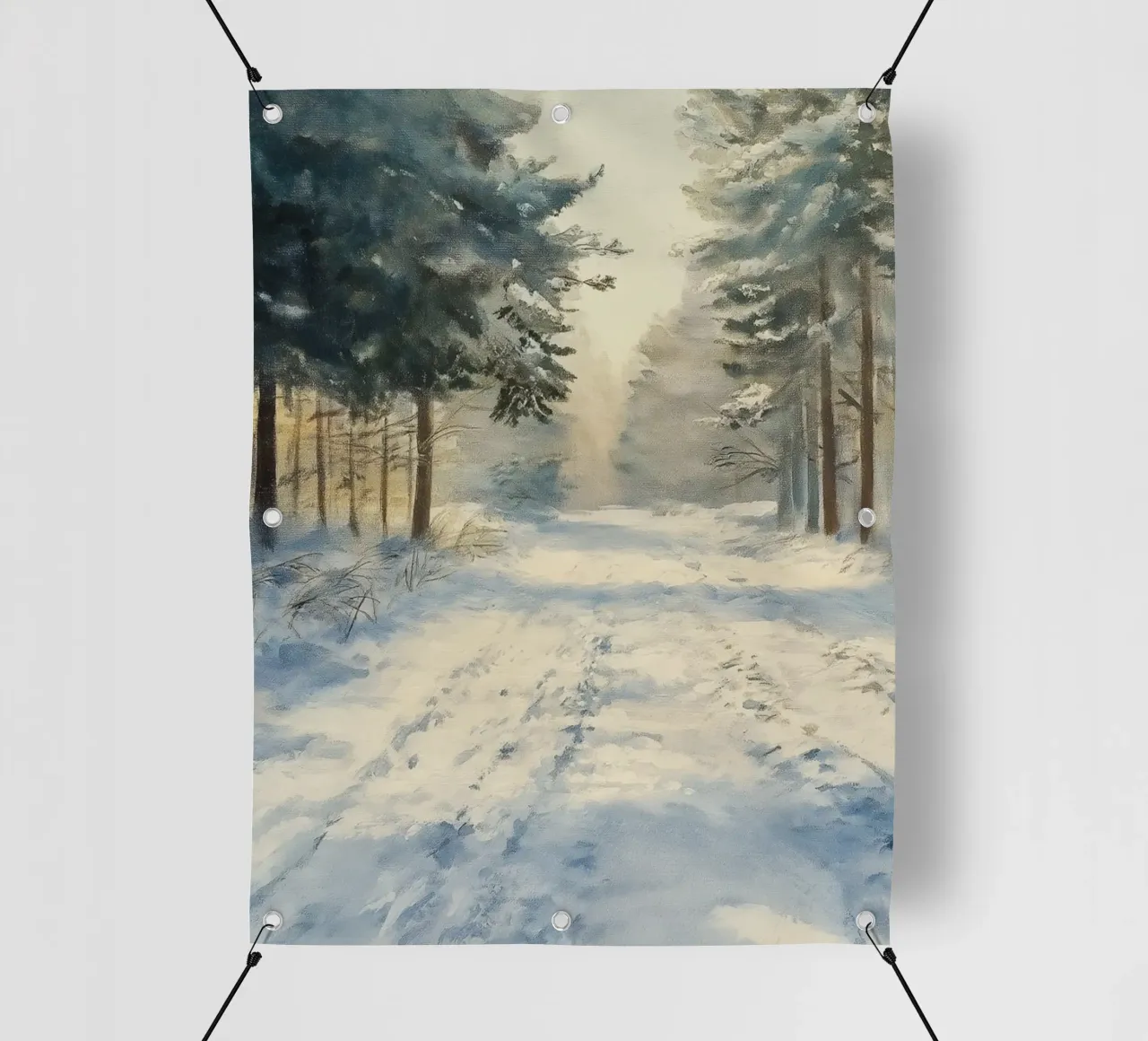 Mattina d'inverno in una foresta tranquilla - luce del sole telo in pvc da Cozy Vibes
