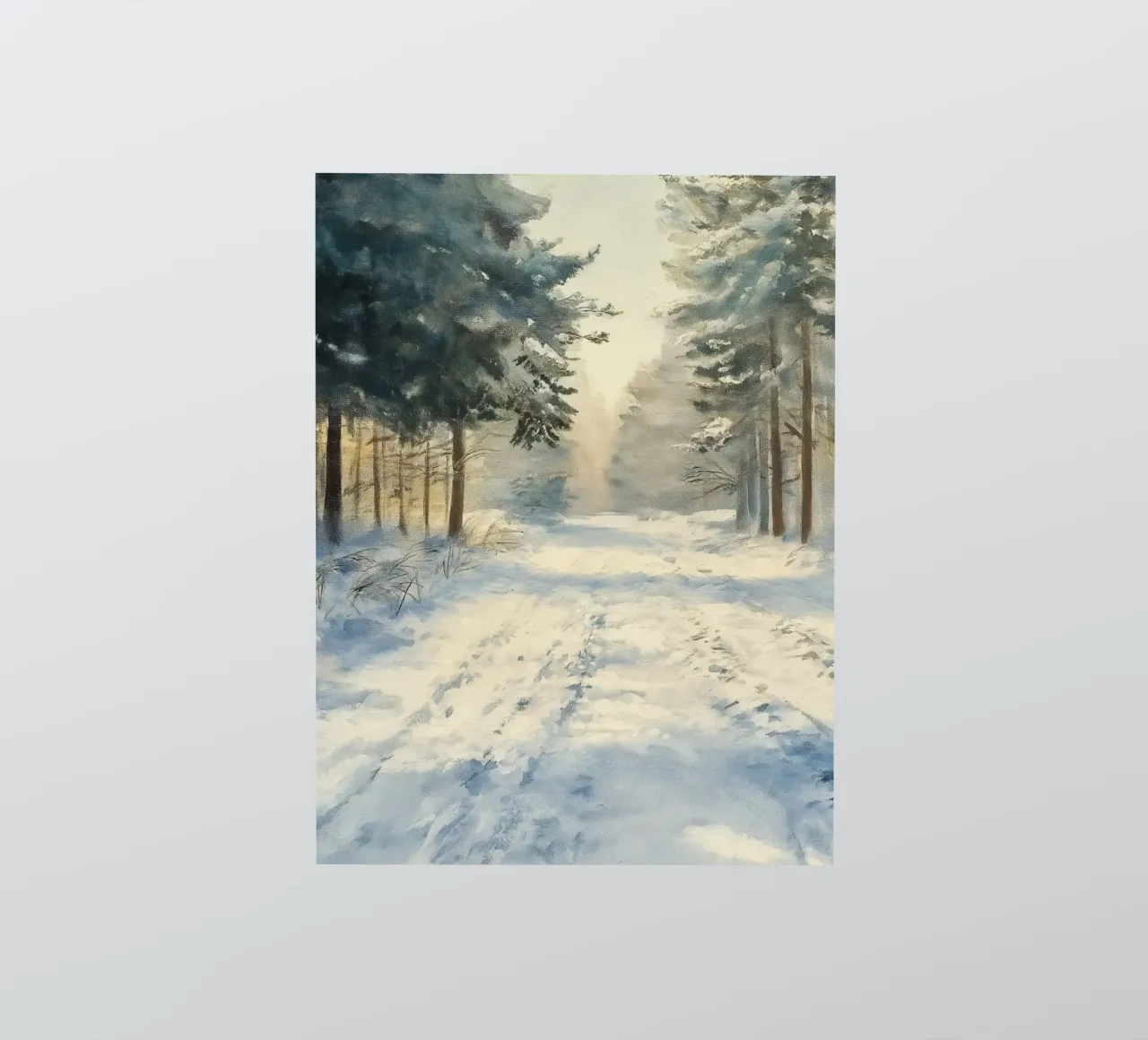 Mattina d'inverno in una foresta tranquilla - luce del sole adesivo da Cozy Vibes
