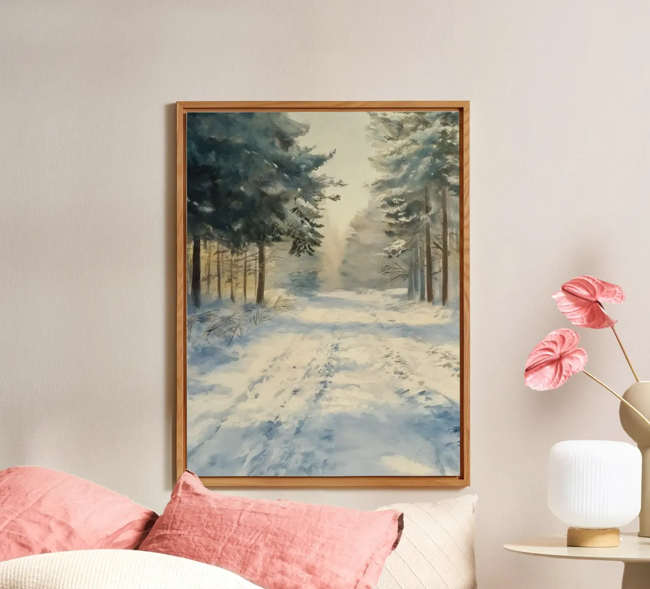 Mattina d'inverno in una foresta tranquilla - luce del sole pannello forex da Cozy Vibes