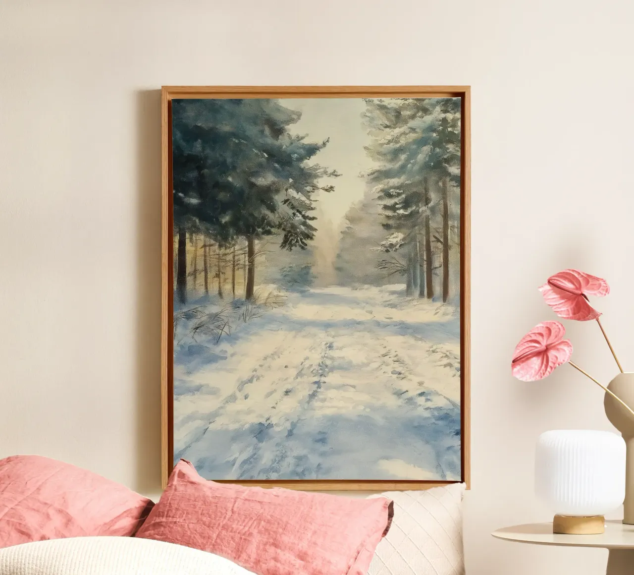 Mattina d'inverno in una foresta tranquilla - luce del sole tela da Cozy Vibes