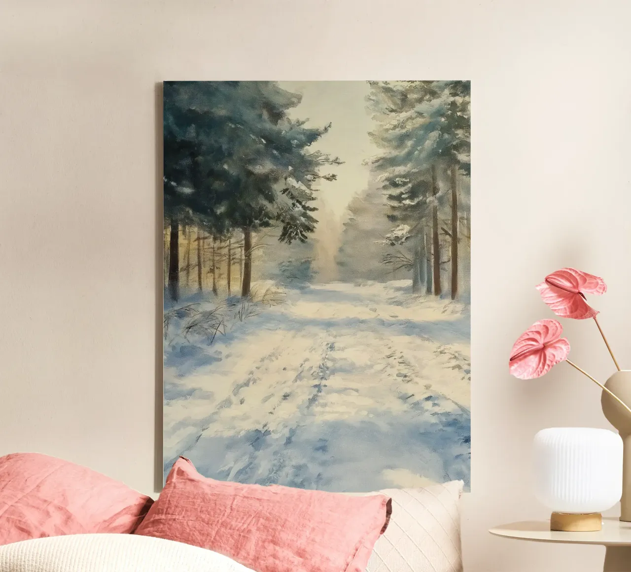 Mattina d'inverno in una foresta tranquilla - luce del sole tela da Cozy Vibes