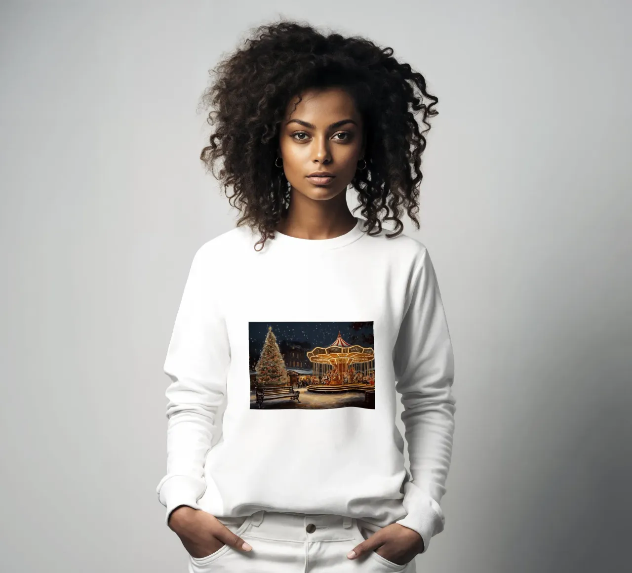 Giostra di Natale con luci scintillanti - sera d'inverno felpa da Cozy Vibes