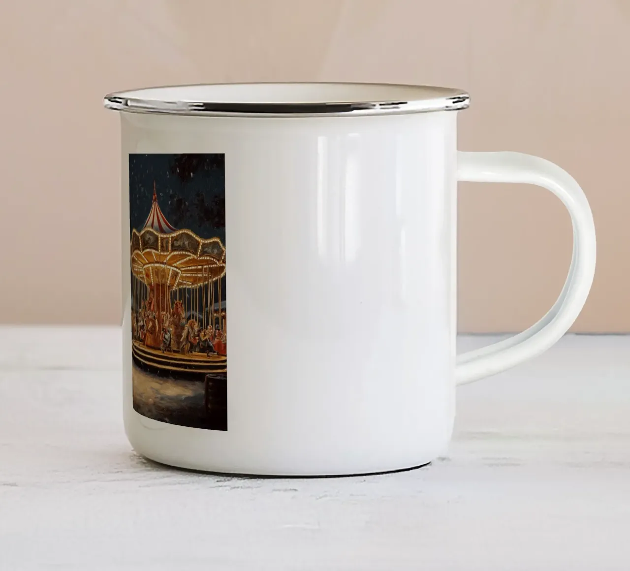 Giostra di Natale con luci scintillanti - sera d'inverno tazza in smalto da Cozy Vibes