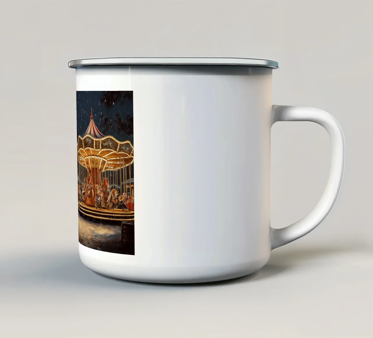 Giostra di Natale con luci scintillanti - sera d'inverno tazza in smalto da Cozy Vibes