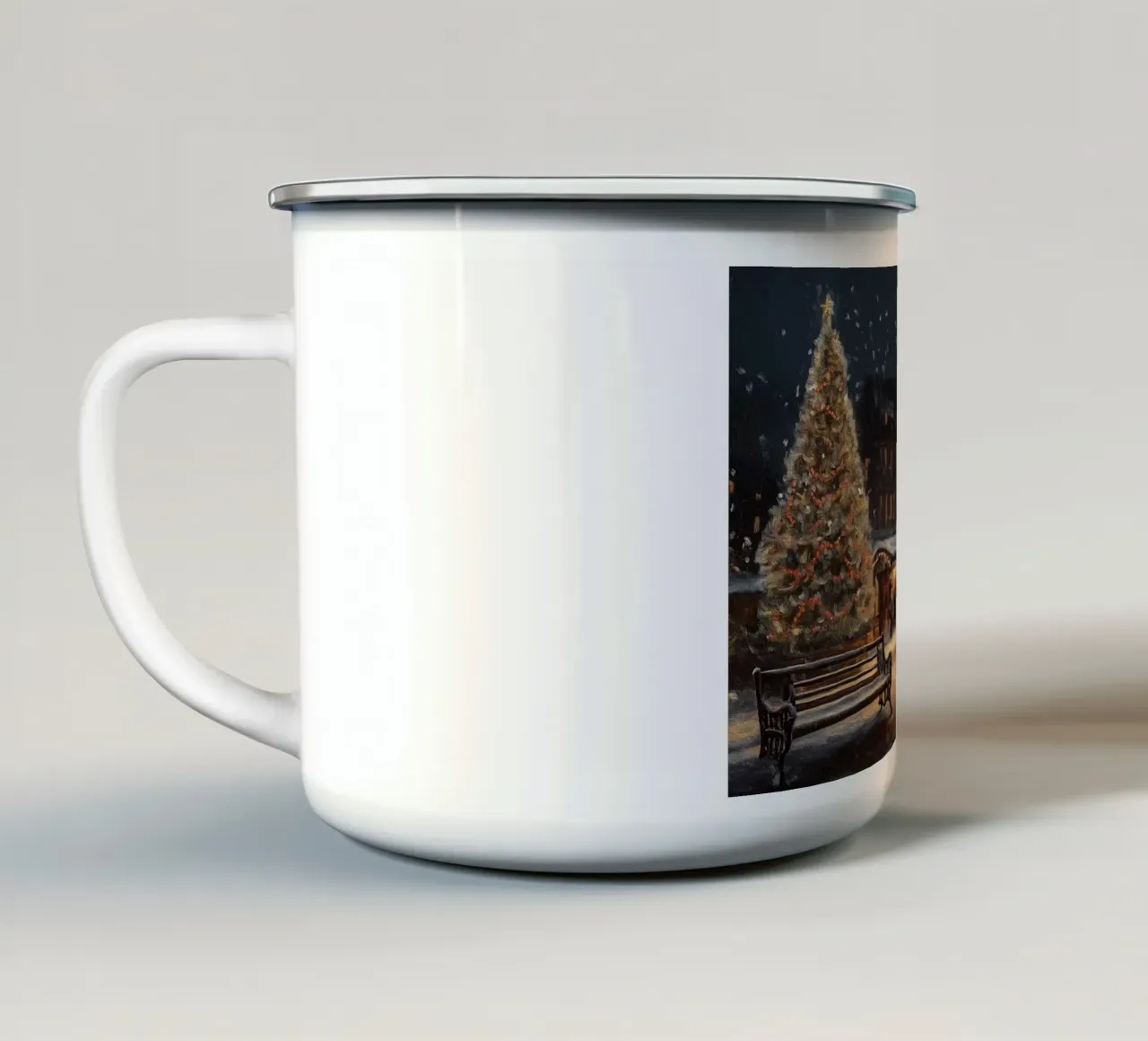 Giostra di Natale con luci scintillanti - sera d'inverno tazza in smalto da Cozy Vibes