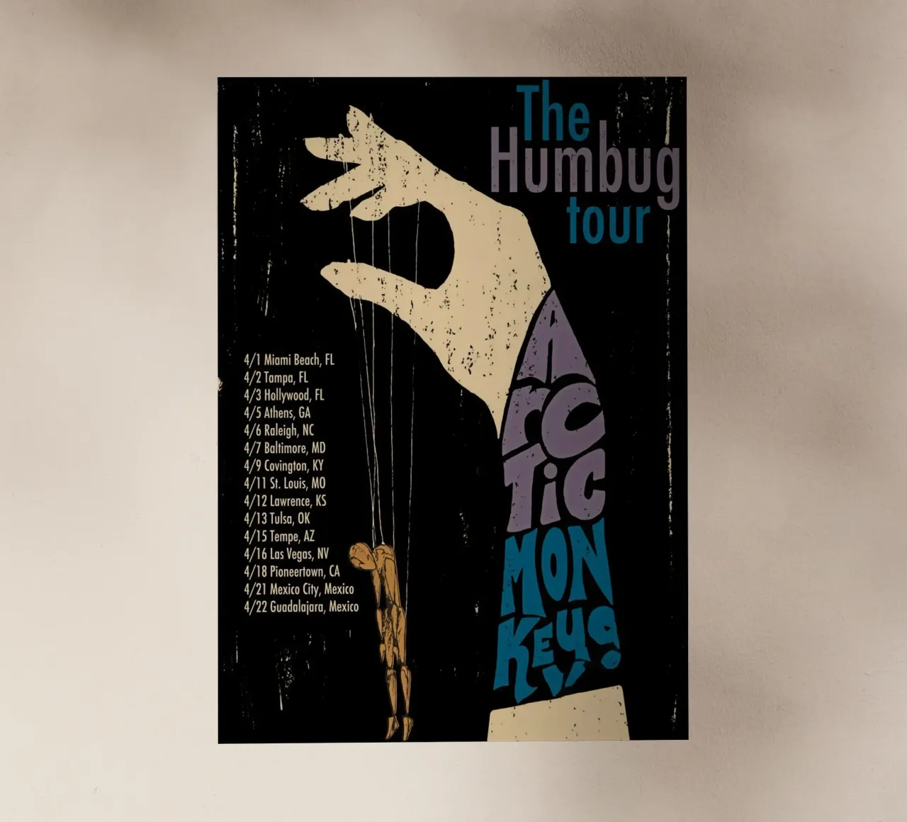 The Humbug Tour Arctic Monkeys Hand pellicola backlit da ASGONY
