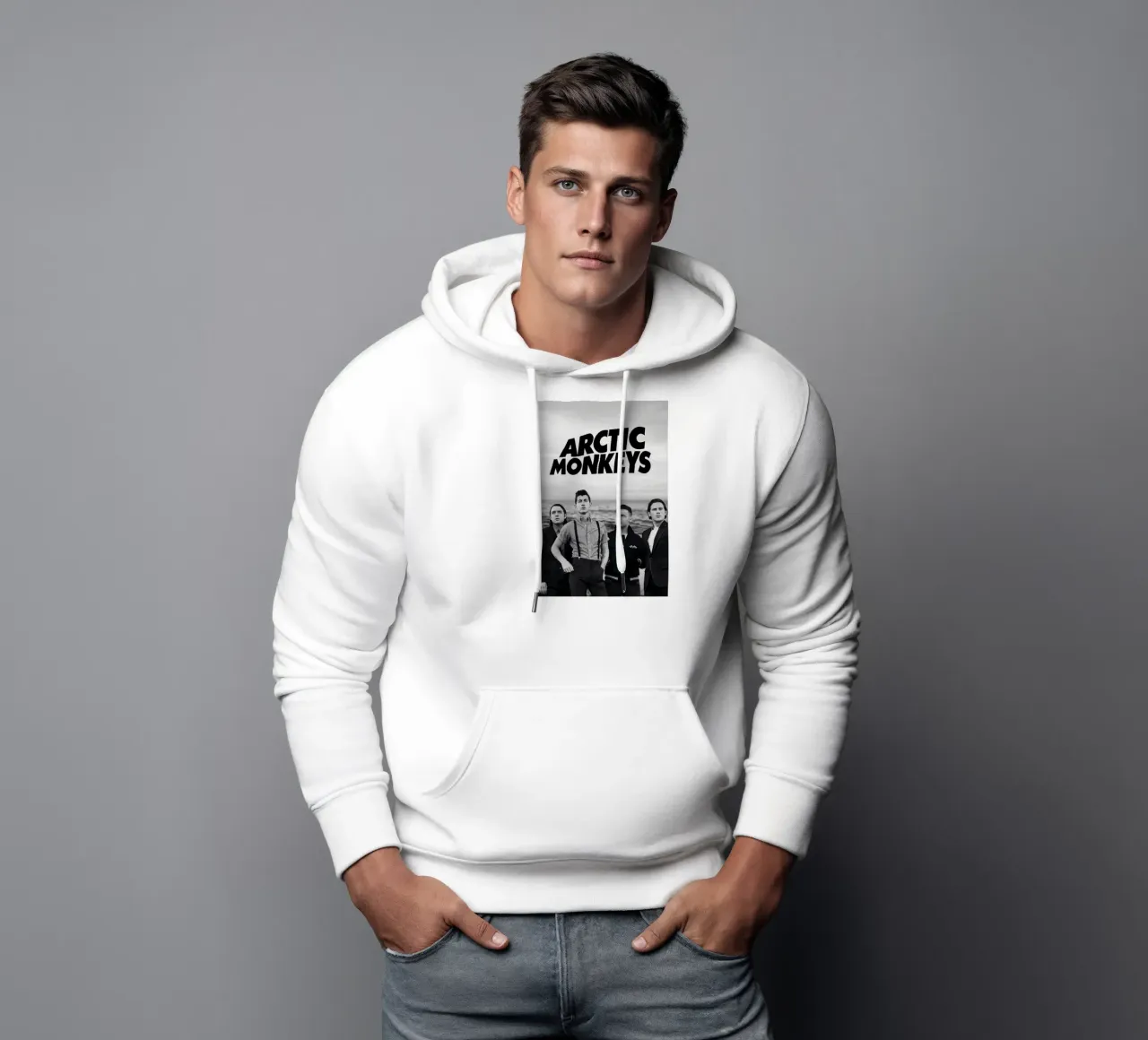 All Member Arctic Monkeys Black And White Poster felpa con cappuccio da ASGONY