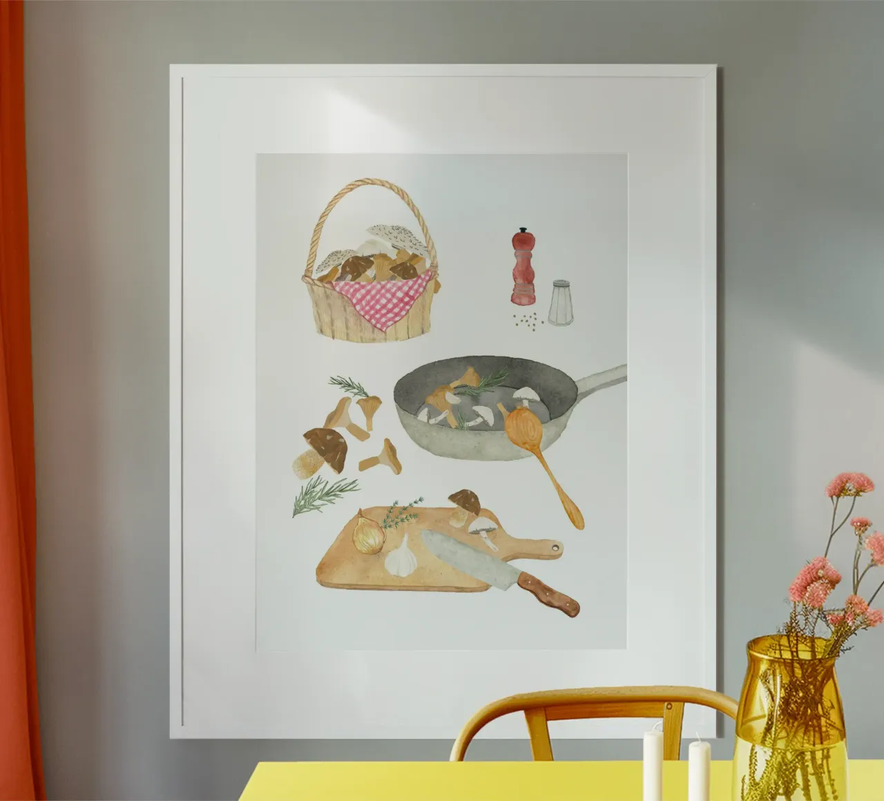 Padella di funghi carta hahnemühle da herzundpapier