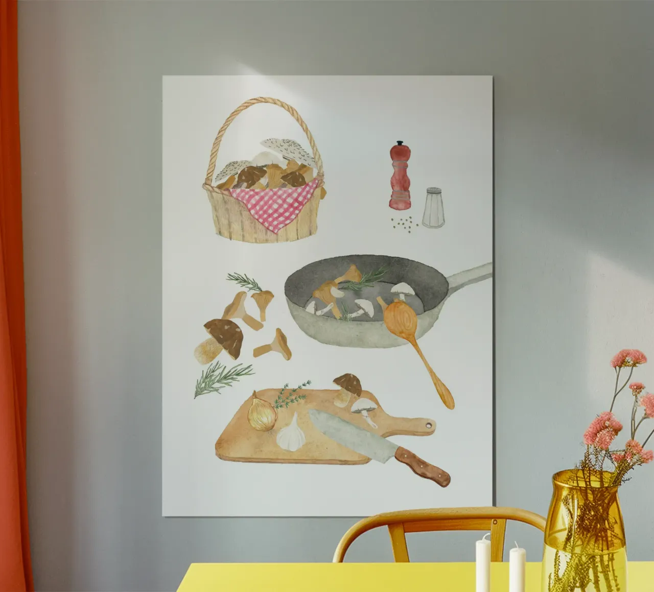Padella di funghi carta hahnemühle da herzundpapier