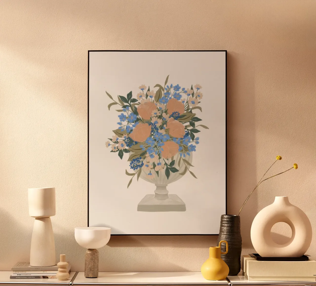 Lussureggiante bouquet di fiori in un vaso a calice pannello forex da herzundpapier