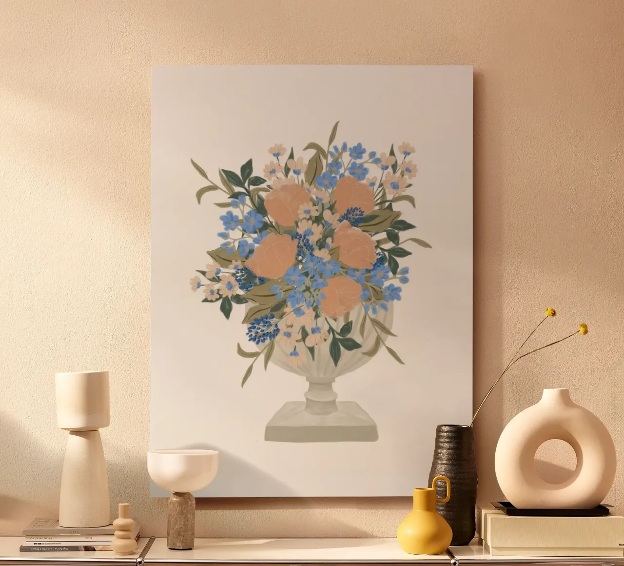 Lussureggiante bouquet di fiori in un vaso a calice pannello forex da herzundpapier