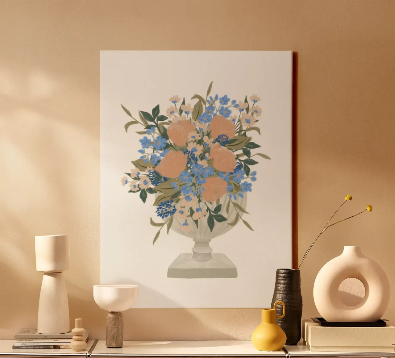 Lussureggiante bouquet di fiori in un vaso a calice tela da herzundpapier