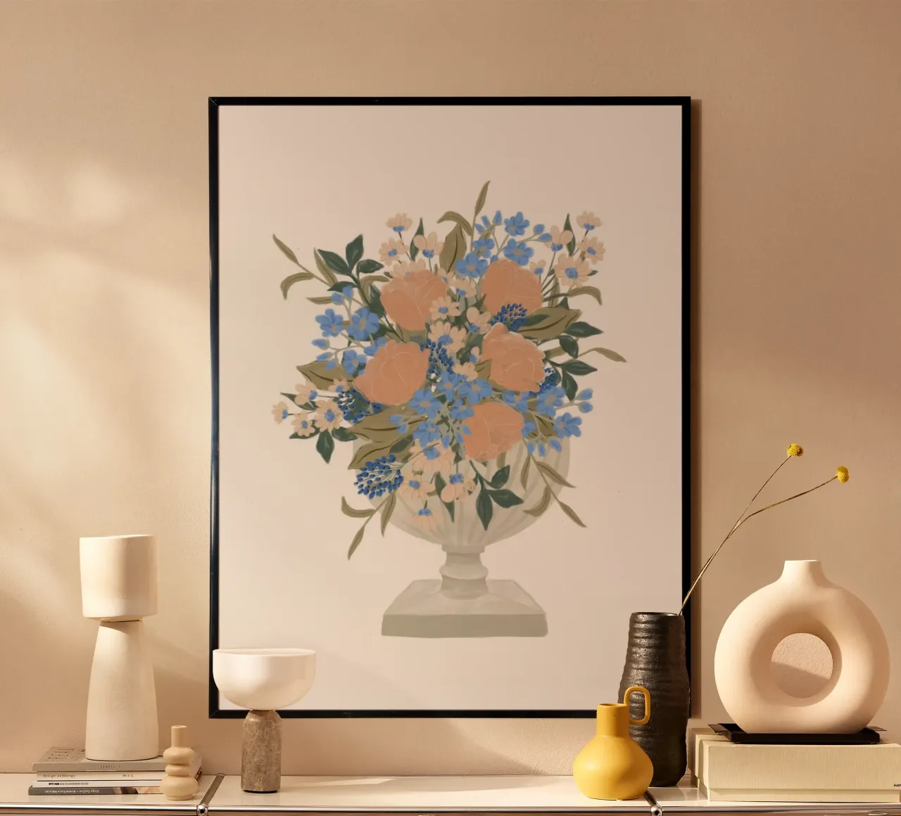Lussureggiante bouquet di fiori in un vaso a calice carta hahnemühle da herzundpapier