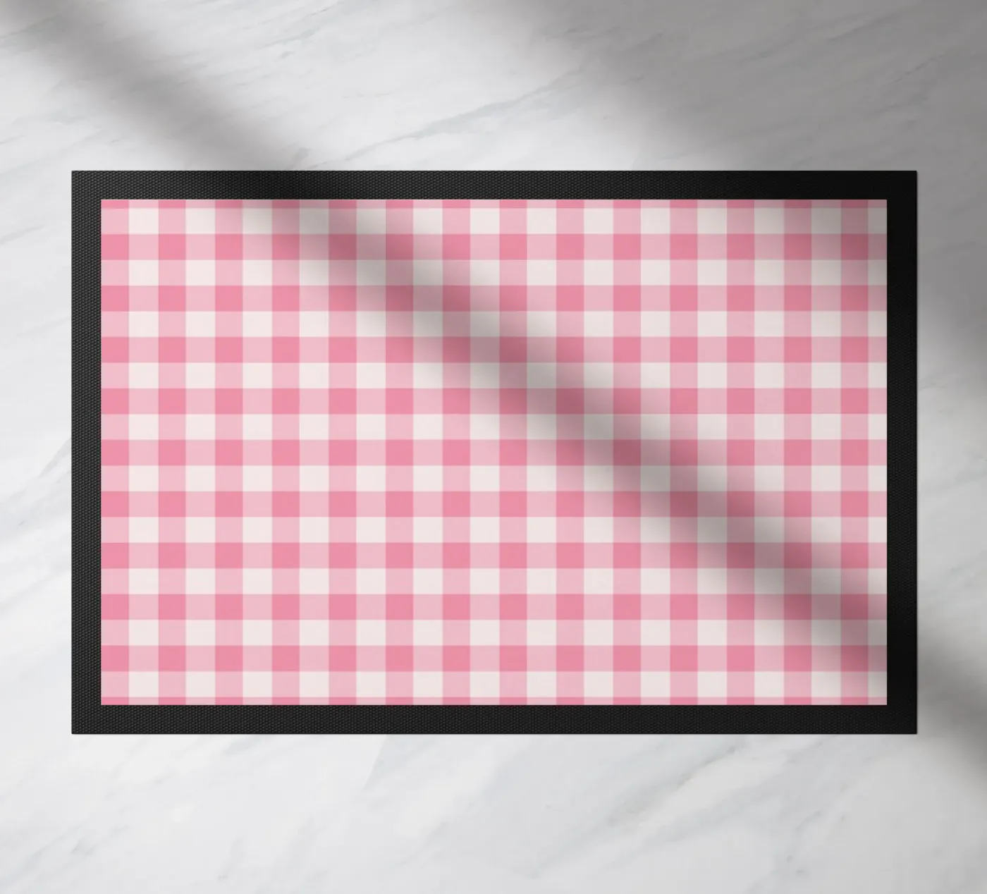 Pink Gingham Pattern Fußmatte von Altruist Studio