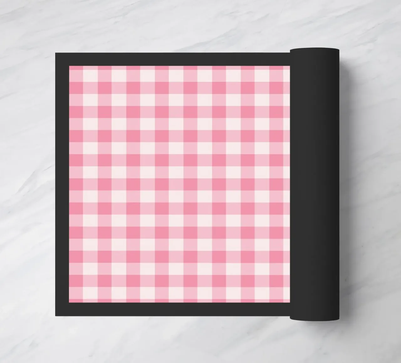 Pink Gingham Pattern doormat by Altruist Studio