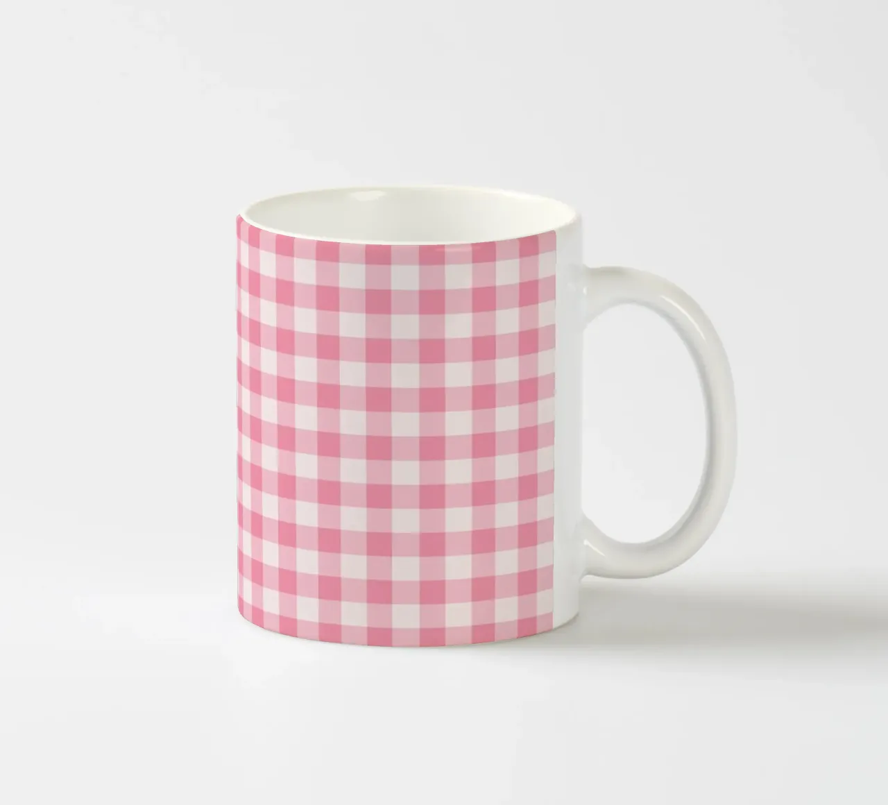 Pink Gingham Pattern ceramic mug by Altruist Studio
