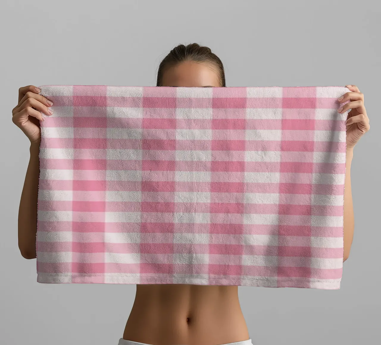 Pink Gingham Pattern towel by Altruist Studio