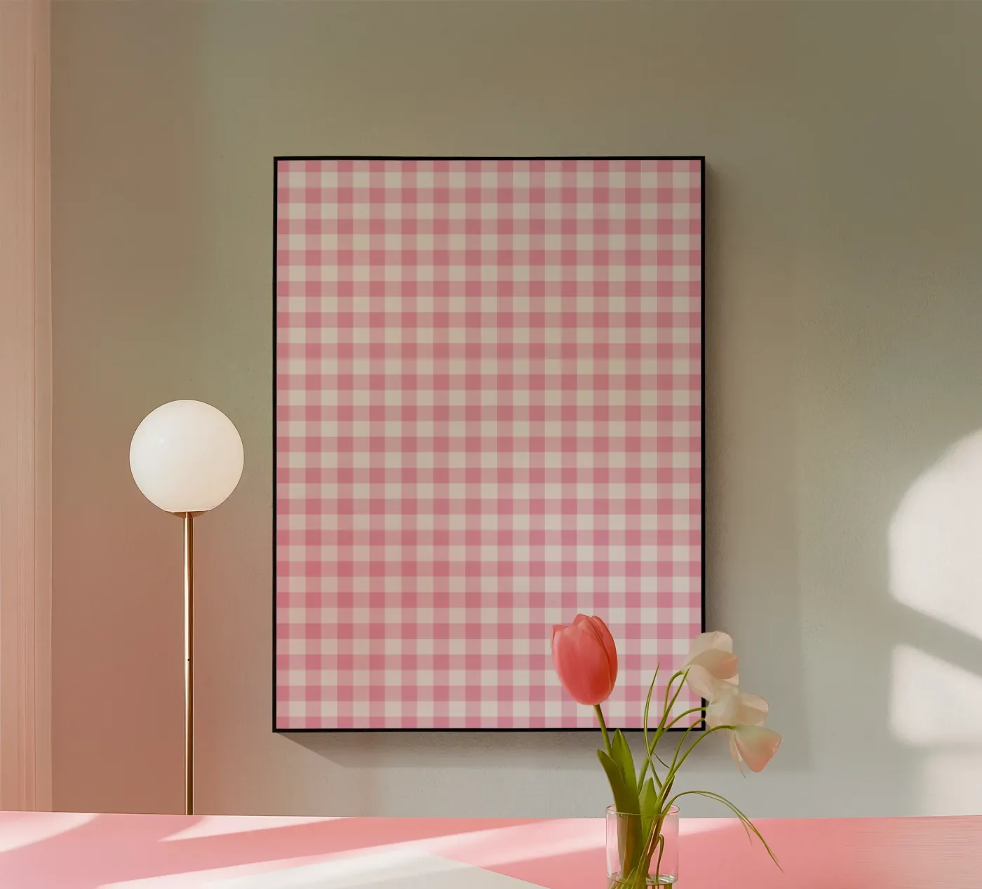 Motif vichy rose plexiglas de Altruist Studio