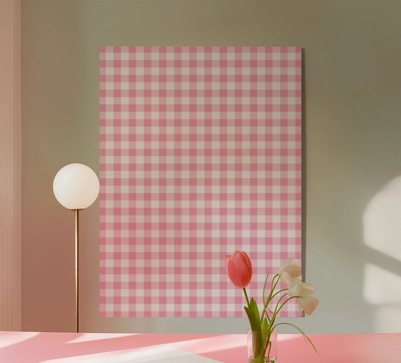 Motif vichy rose plexiglas de Altruist Studio