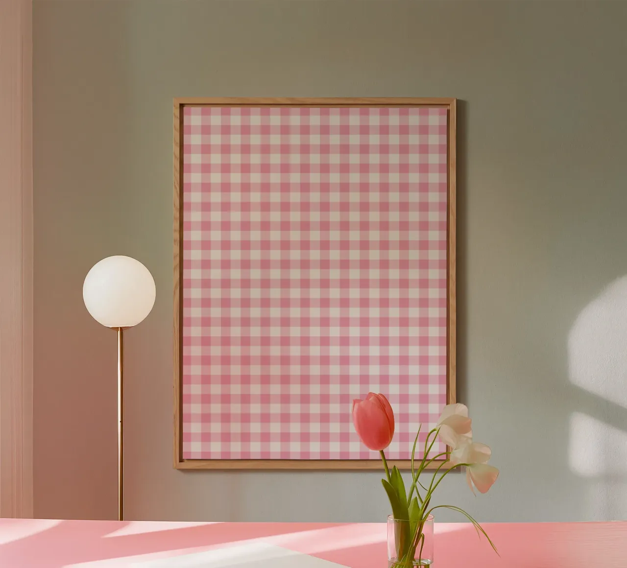Pink Gingham Pattern forex plate by Altruist Studio