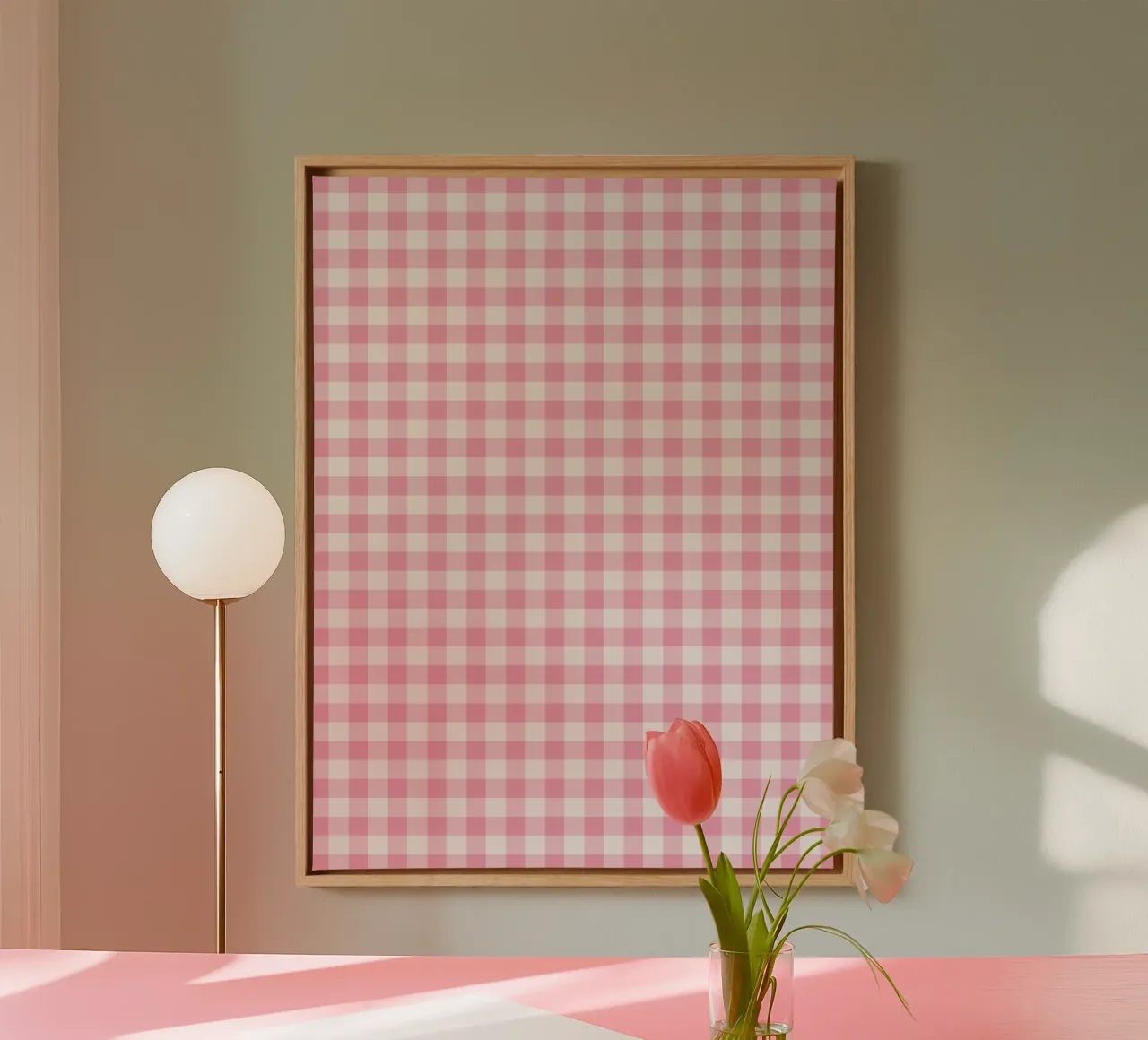 Pink Gingham Pattern tela da Altruist Studio