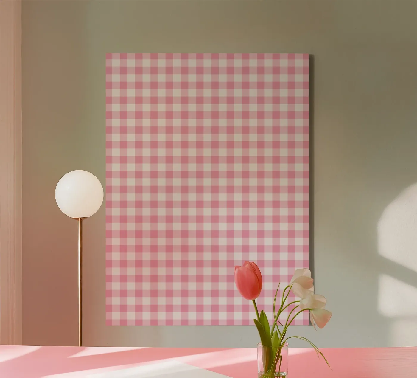 Pink Gingham Pattern tela da Altruist Studio