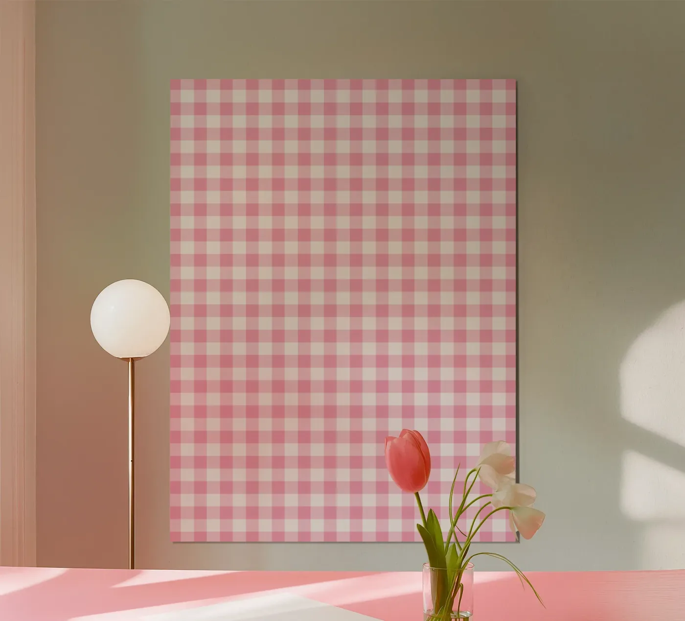 Pink Gingham Pattern poster van Altruist Studio